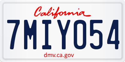 CA license plate 7MIY054