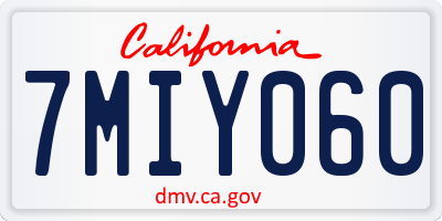 CA license plate 7MIY060