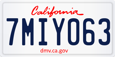 CA license plate 7MIY063