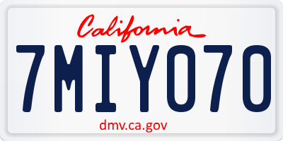 CA license plate 7MIY070