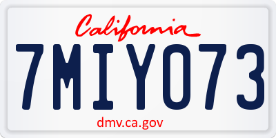 CA license plate 7MIY073