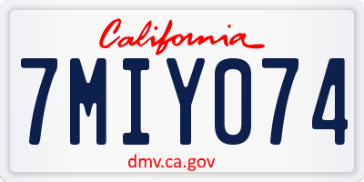 CA license plate 7MIY074
