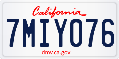 CA license plate 7MIY076