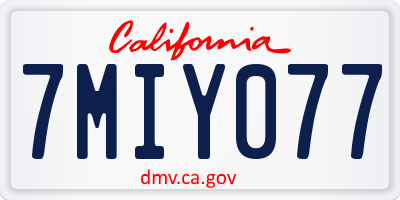CA license plate 7MIY077
