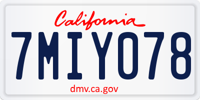 CA license plate 7MIY078