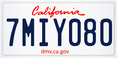 CA license plate 7MIY080