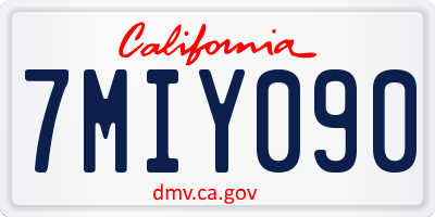 CA license plate 7MIY090