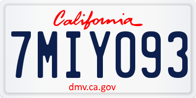CA license plate 7MIY093