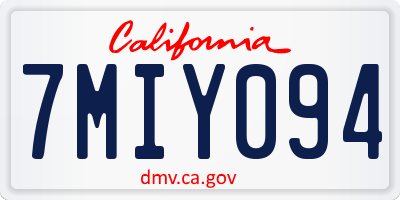 CA license plate 7MIY094
