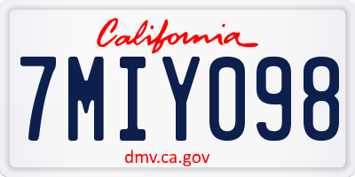 CA license plate 7MIY098