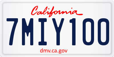 CA license plate 7MIY100