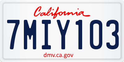 CA license plate 7MIY103