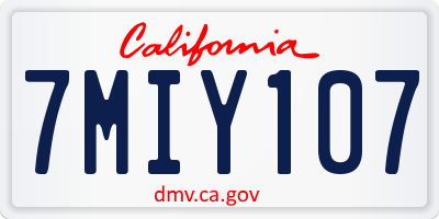 CA license plate 7MIY107