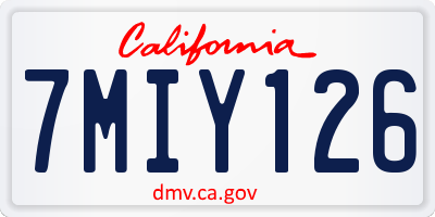 CA license plate 7MIY126