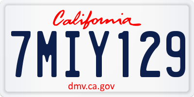 CA license plate 7MIY129