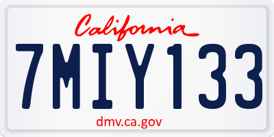 CA license plate 7MIY133