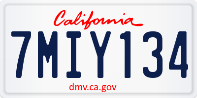 CA license plate 7MIY134