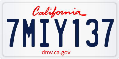CA license plate 7MIY137