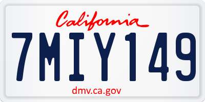 CA license plate 7MIY149