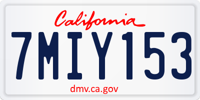 CA license plate 7MIY153