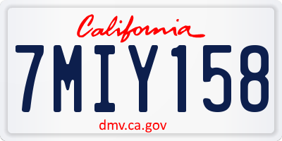 CA license plate 7MIY158