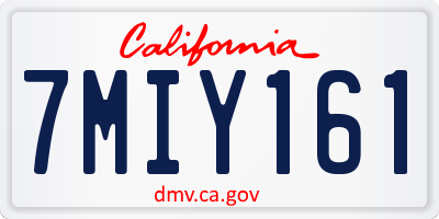 CA license plate 7MIY161