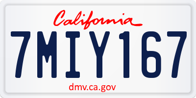 CA license plate 7MIY167