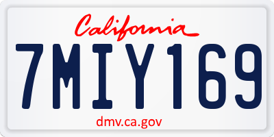 CA license plate 7MIY169