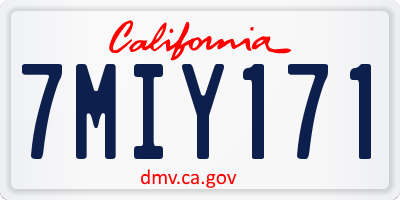 CA license plate 7MIY171