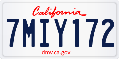 CA license plate 7MIY172