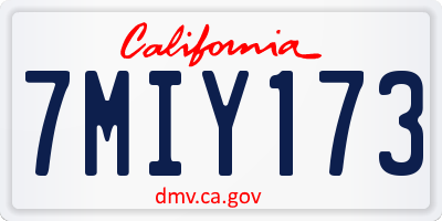 CA license plate 7MIY173