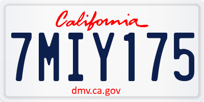 CA license plate 7MIY175