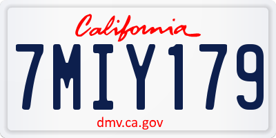 CA license plate 7MIY179