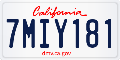 CA license plate 7MIY181