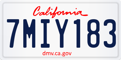 CA license plate 7MIY183