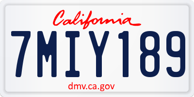 CA license plate 7MIY189