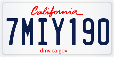 CA license plate 7MIY190