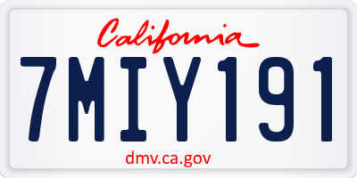 CA license plate 7MIY191