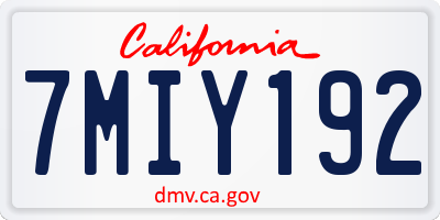 CA license plate 7MIY192