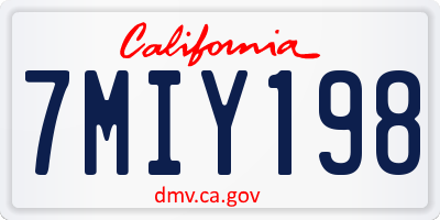 CA license plate 7MIY198