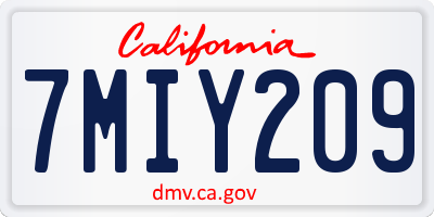 CA license plate 7MIY209