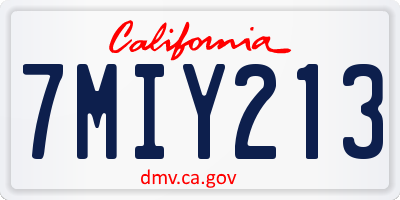 CA license plate 7MIY213