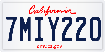 CA license plate 7MIY220