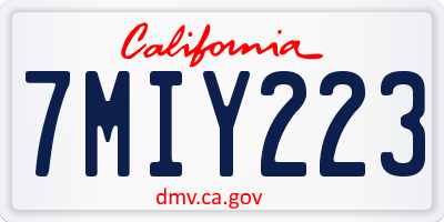 CA license plate 7MIY223