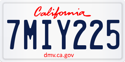 CA license plate 7MIY225