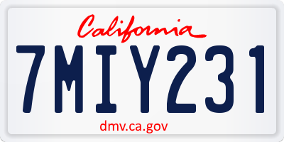 CA license plate 7MIY231