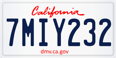 CA license plate 7MIY232