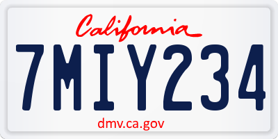 CA license plate 7MIY234