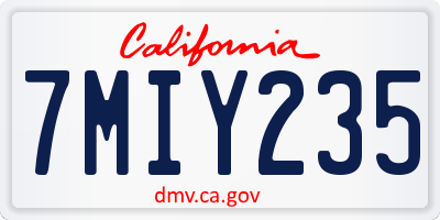 CA license plate 7MIY235