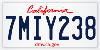 CA license plate 7MIY238